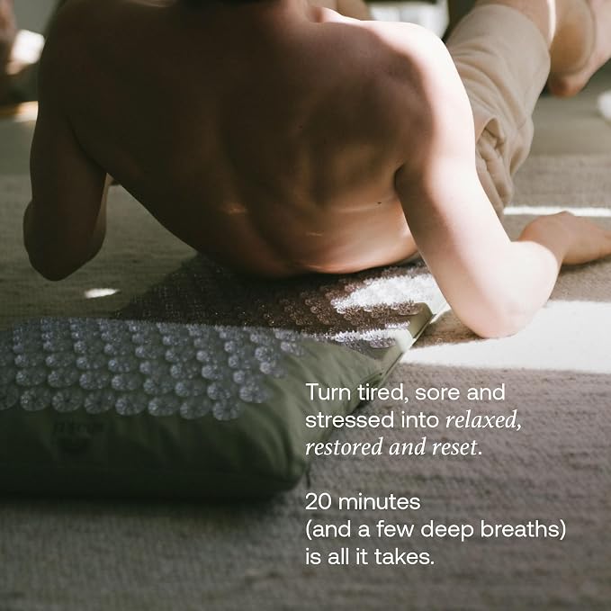 ShaktiMat Acupressure Mat for Relaxation, Massage Muscles, Aid Sleep & Unlock Inner Tension, Similar to Acupuncture, No Needles Required (Premium, Level 1, Tulsi)