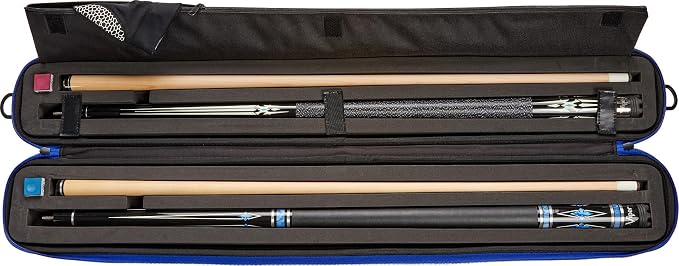 Casemaster Parallax Pro 2x2 Pool Cue Case, Holds 2 Butts and 2 Shafts, Foam-Padded Pool Stick Case, Water-Resistant 600D Oxford Fabric, Lightweight with Accessory Pocket