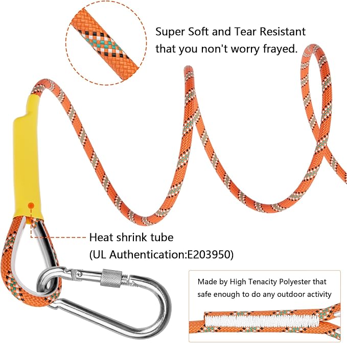 X XBEN Outdoor Climbing Rope 10M(32ft) 20M(64ft) 30M(96ft) 50M(160ft) 70M(230ft) 152M(500FT) 352M(1000FT) Static Rock Climbing Rope for Escape Rope Ice Climbing Equipment Fire Rescue Parachute