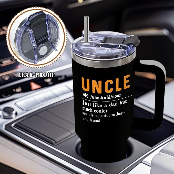 DUUV Uncle Gifts from Niece Nephew, Fun Uncle Birthday Gifts for Men, The Man The Myth The Bad Influence Uncles Tumbler 40 Oz, Father's Day Birthday Gifts for Uncles, 1PCS