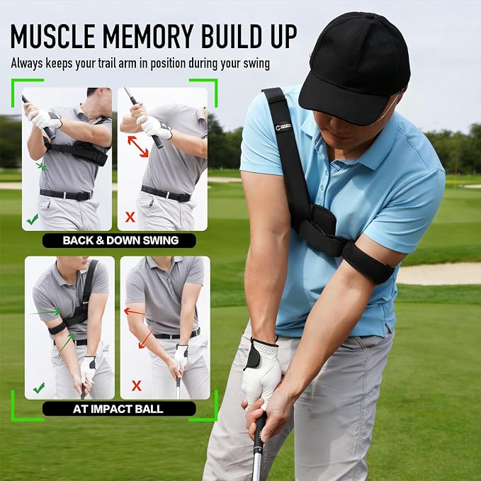 GAIARENA Golf Trail Arm Swing Aid Slider Golf Training Aid, Trainer Equipment to Eliminate Slices & Chicken Wing Swing, Gifts for Men Women Beginner Golfers