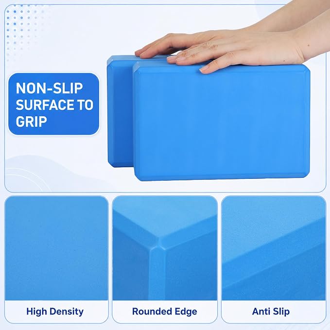 Wettarn 6 Pack Yoga Blocks 9 x 6 x 4 Inch EVA Foam Lightweight Non Slip Yoga Props for Pilates Stretching Meditation