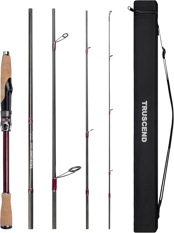 TRUSCEND Craz Easy Control Spinning Fishing Rods, 1-Piece Performance Multi-Piece Travel Rod, High Strength & Sensitive Backbone, Tough Fishing Rod with Toray Carbon, Fuji A Ring & K Guide