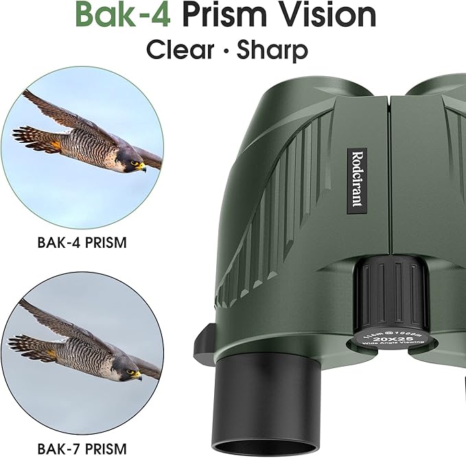 20x25 High Powered Binoculars for Adults,Compact HD Waterproof Durable and Clear BAK4 Prism FMC Lens,Suitable for Bird Watching,Sightseeing and Outdoor Sports,Green