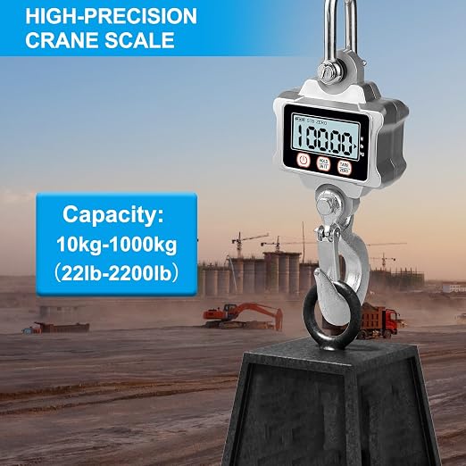 Hyindoor Digital Crane Scale 1000kg/2200lb Digtal Hanging Scale Heavy Duty Industrial Crane Scale for Farm, Factory, Construction, Hunting