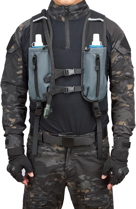Running Hydration Vest Pack Tactical 3L Water Bladder Backpack Bag for Cycling Marathon Hiking Daypack Men & Women