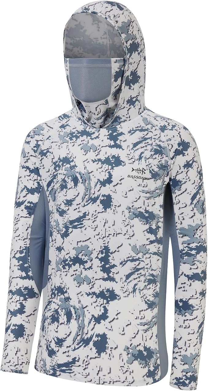 BASSDASH Men's UPF 50+ Camo Long Sleeve Hunting Fishing Hoodie Shirt