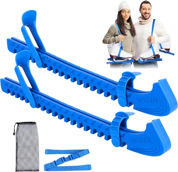 Hikeen Ice Skate Guards with Shoulder Straps,Enhanced Stability Ice Skate Blade Guards,Non-Slip Hockey Skate Blade Protector for Adult and Kids
