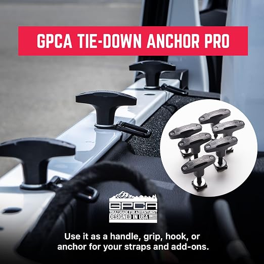 GPCA - Quick-Release Tie Down Anchor/T–Handle M8 25mm with Screw Nuts for Fast Jeep Top Removal Lift, Truck Tie Downs, Jeep Wrangler Accessories for JL, 4xe, JK, YJ and More, Patented, 6 Packs