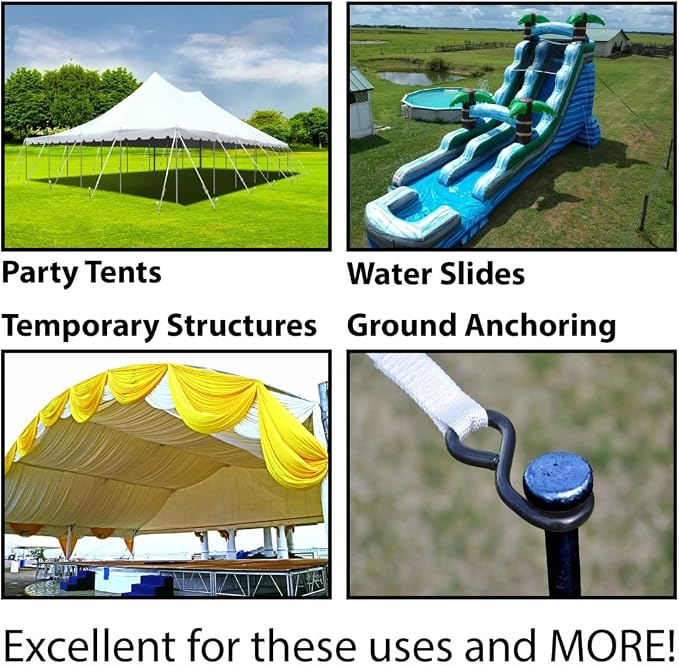 Single Head Tent Stakes - Heavy Duty Steel Tent Stakes, Versatile Ground Spikes to Anchor Commercial Inflatables, Party Tents, and Outdoor Camping Shelters, 1 x 36 Inch, 50-Pack