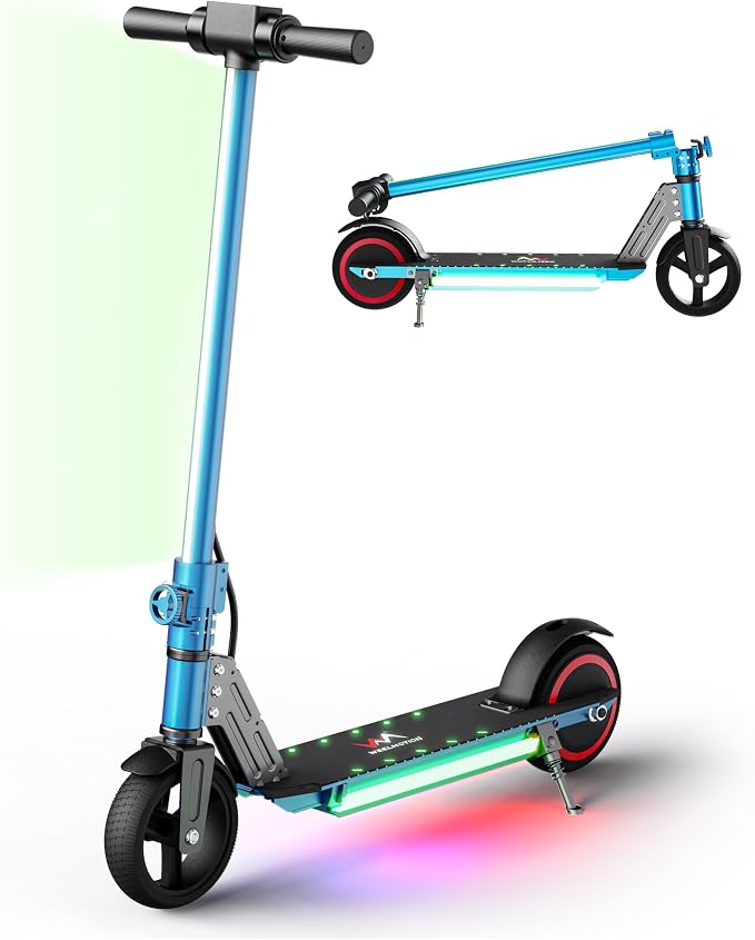 Classic Foldable Electric Scooter for Kids, Bright Front Lights, Shining Pedal Lights, LED Display, Dual Brakes 150W Motor Kids Electric Scooter, UL2272 Certified