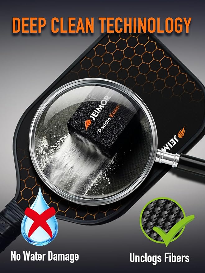 Pickleball Paddle Eraser – Paddle Cleaner for Carbon Fiber & Graphite Paddles, Removes Ball Residue & Dust, Restores Spin & Grip, Includes Clear Carry Case