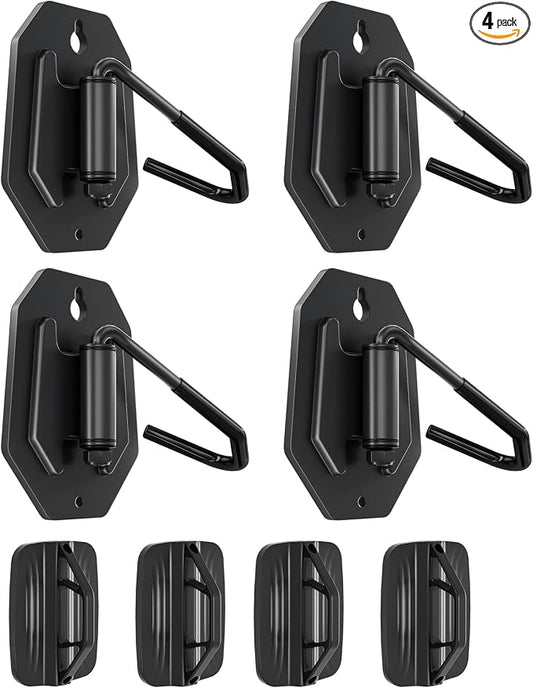 PEGZONE Swivel Bike Wall Mount, Heavy Duty Vertical Bike Rack with Fixed Hooks for Garage Storage, Wall Mounted Bicycle Hangers Holds up to 77 lbs for Indoor, 4 Pack
