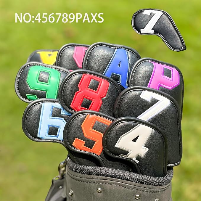 Golf 10pcs/12pcs Thick Synthetic Leather Golf Iron Head Covers Set Headcover Fit All Brands