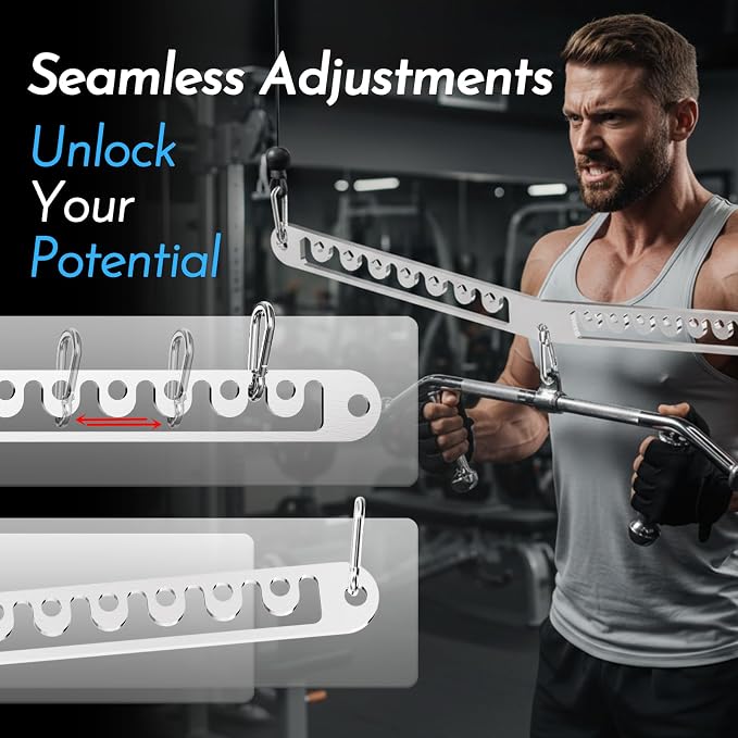 Double to Single Adaptor Plate for Cable Pulley Machines Durable Solid Stainless Steel with 3 Carabiners Suitable for Dual Cable Machines LAT Pulldown, Shoulder & Biceps Exercises