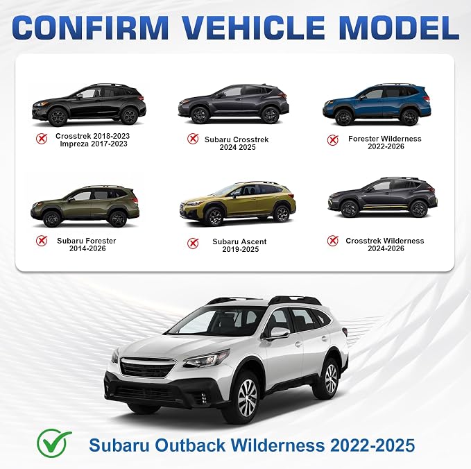 Roof Rack Cross Bars Compatible with Subaru Outback Wilderness 2022-2026 (Only Fit Wilderness), 300LBS Heavy Duty Adjustable Aluminum Cargo Bar for Rooftop Carrier, Cross Bars for Luggage, Kayak
