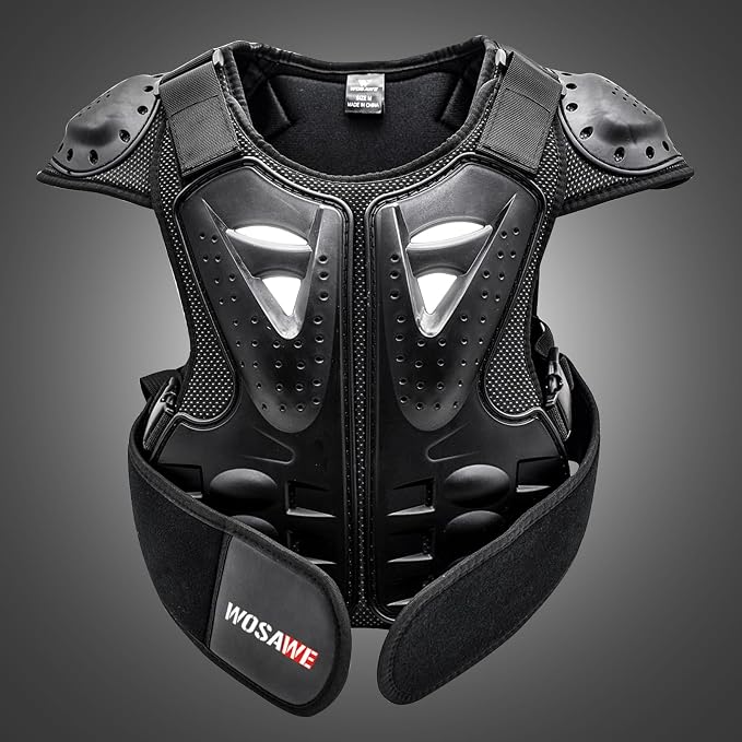 WOSAWE Kids Balance Bike Cycling Body Armour Vest Snowboarding Training Bicycle Chest Spine Protector, Medium