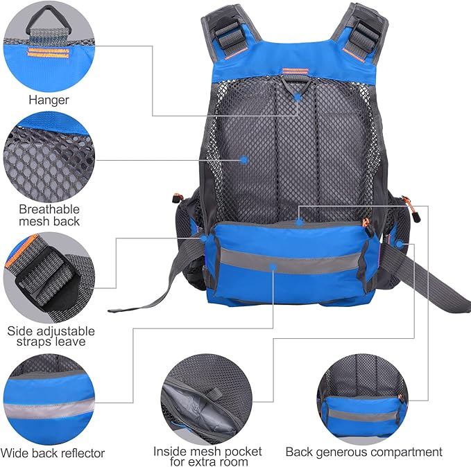 Lixada Fly Fishing Vest Fishing Jacket Breathable Polyester Mesh Design Fishing Vest