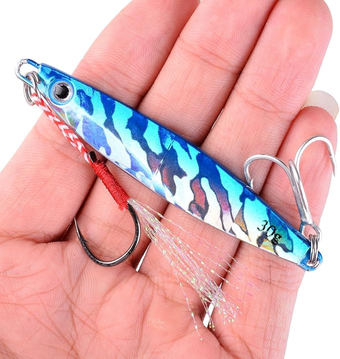 Aorace Jigging Lure Lead Fish Metal Jig Fishing Lure Paillette Knife Artificial Hard Bait Laser Body
