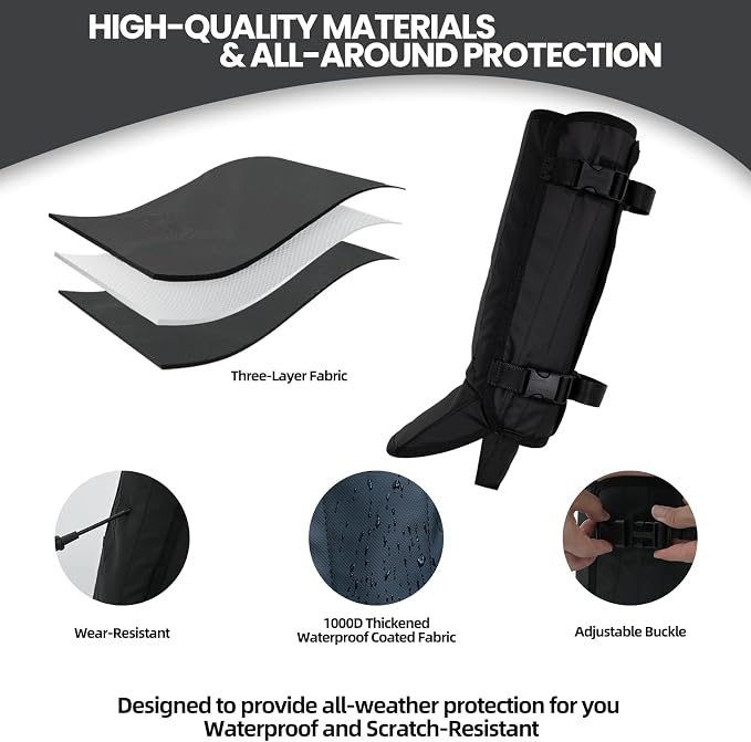 Leg Gaiters- Waterproof Boot Gaiter for Men & Women, with 1000D Wear Resistantand Snowproof and Waterproof Leg Protectors for Hiking and Camping