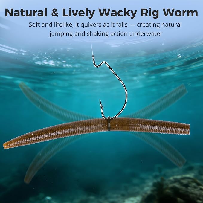 4"/5" Senko Worms Kit, Salt Impregnated Soft Plastic Lures | 30/50/78/100 Wacky Worms for Bass Fishing, Freshwater & Saltwater Applications,Artificial fishing bait
