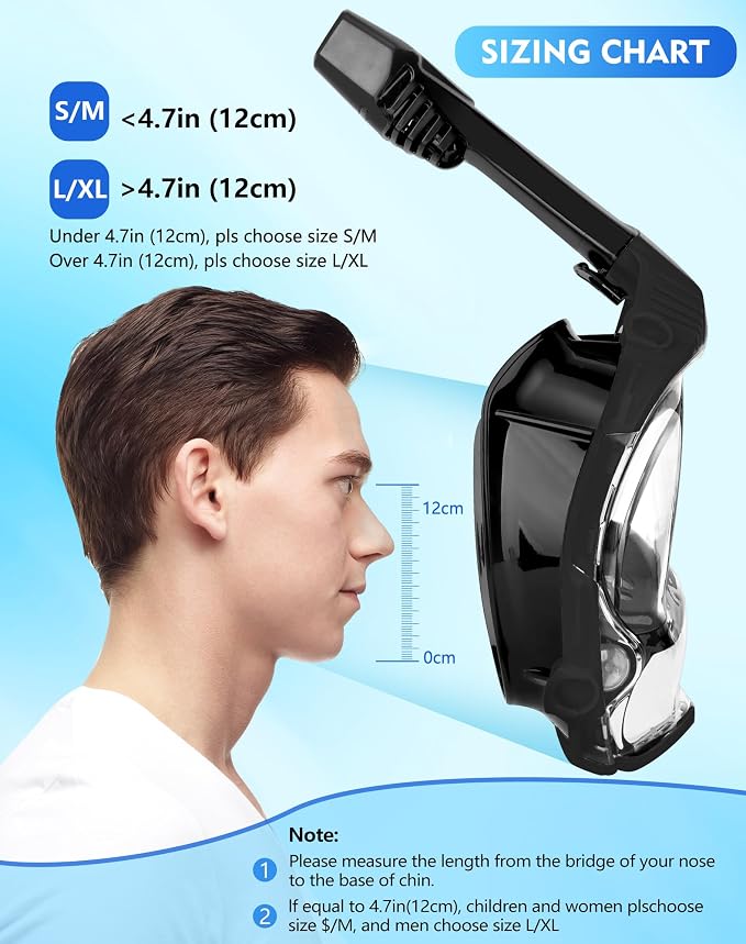 VGKE Full Face Snorkel Mask for Adults, Snorkeling Gear with Waterproof Phone Pouch, Unisex for Men and Women, 180-degree HD Panoramic View, Anti-Leak & Anti-Fog, Breathe Freely