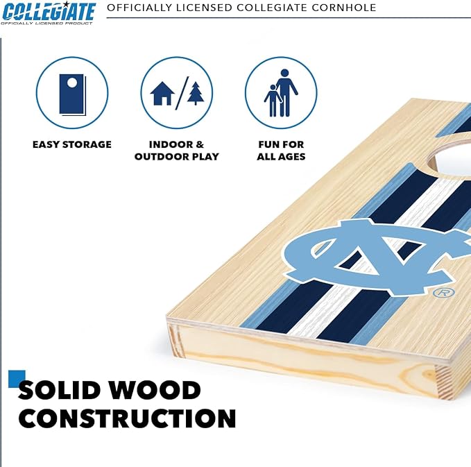 Wild Sports College Portable Size 1' x 2' Solid Wood Cornhole Set with Direct Print HD Team Graphics – Travel Size