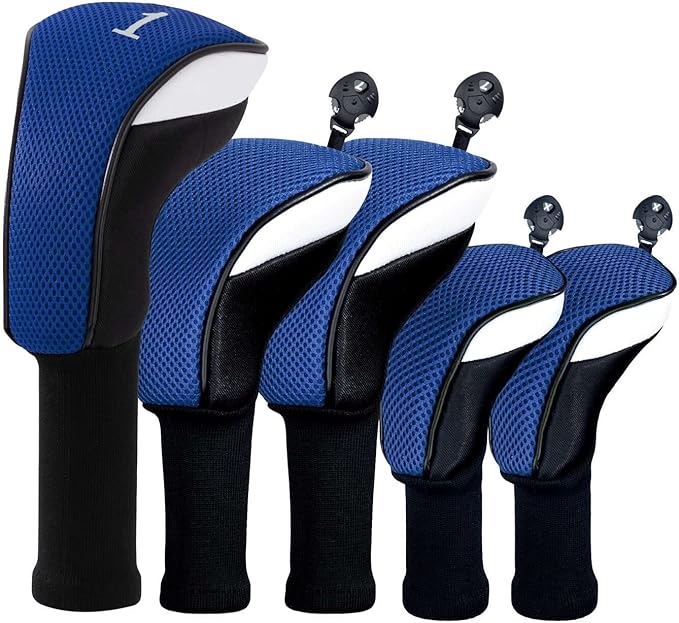 Golf Club Head Cover for Driver Fairway Hybrid 3 Pcs Woods Headcovers, Golf Accessories Head Covers Set with Interchangeable No. Tags 3 4 5 7 X Golf Accessories for Men Women