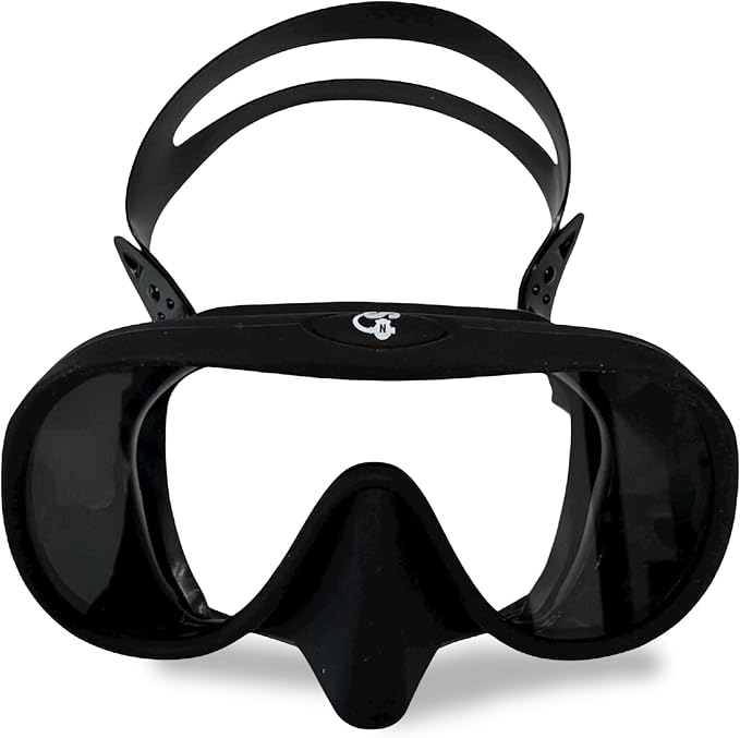 Spartacus Frameless Dive Mask, Ultra-Clear Low-Iron Glass, Wide View, Low Volume, 100% Silicone Skirt
