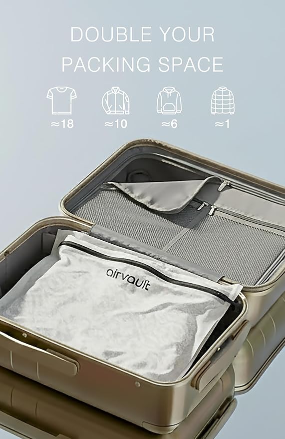 AirVault Vacuum Storage Bags for Travel with Air Pump, Waterproof Compression Packing Organizer, IPX8 Vacuum Travel Bag for Carry On Suitcase & Backpack (15L Flat, 3-Pack)