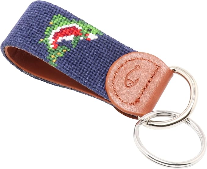 Leather Hand-Stitched Needlepoint Key Fob or Key Chain