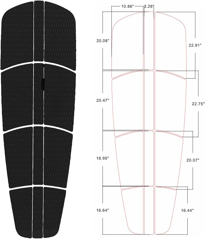 Abahub 12 Piece Surf SUP Deck Traction Pad Premium EVA with Tail Kicker for Paddleboard Longboard Surfboard Black/Blue/Gray/Navy Blue/Orange/White
