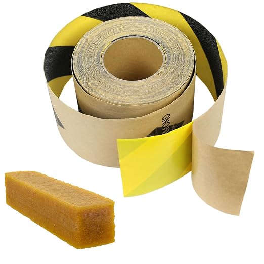 Black Diamond Self Adhesive Grip Tape - Anti Slip Traction Tape - Non Skid Tape - Anti Slip Tape Grippy Strips for Stairs, Ramps, Boat Grip 4" x 60' Caution with Cleaning Stick