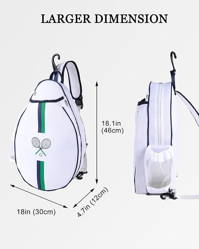 Rejolly Tennis Racket Sling Bag for Women Men Quilted Water Resistant Racquet Cover One Shoulder Crossbody Bag for 2 Tennis Rackets, Pickleball Paddles, Badminton Racquet