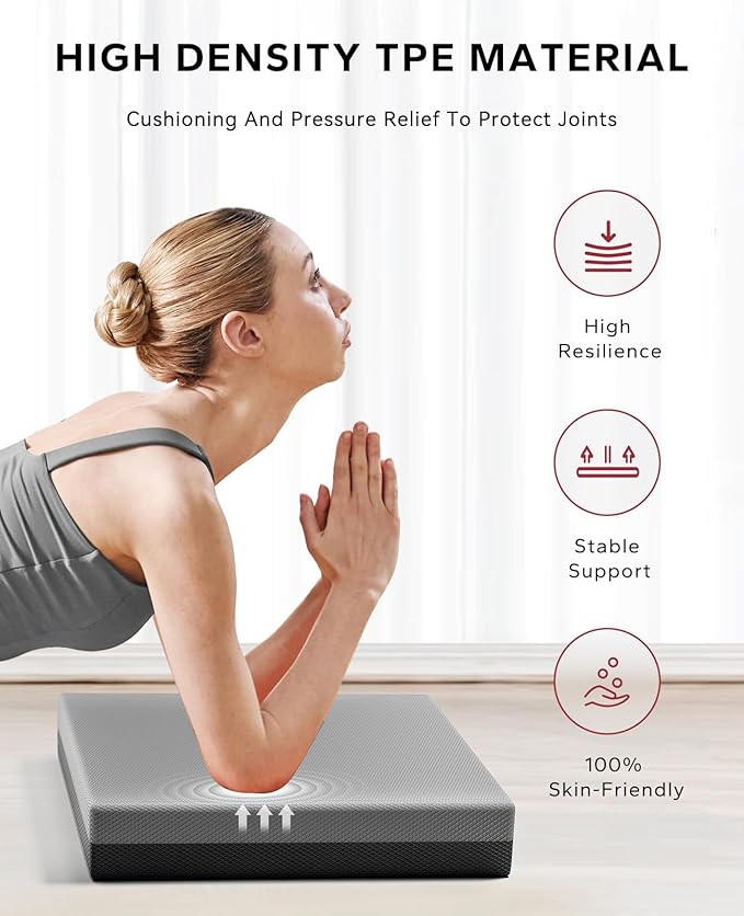 HAPBEAR Home Fitness Set: 15"x12" Non-Slip Stability Balance Pad + 72"x30" Dual Color PVC Anti-Slip Yoga Mat (w/Bonus Mesh Bag)