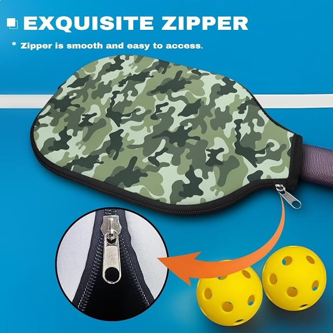 Blue Camo Corgi Pattern Print Pickleball Paddle Covers Only Paddles Holder Sleeve Fits Most Rackets