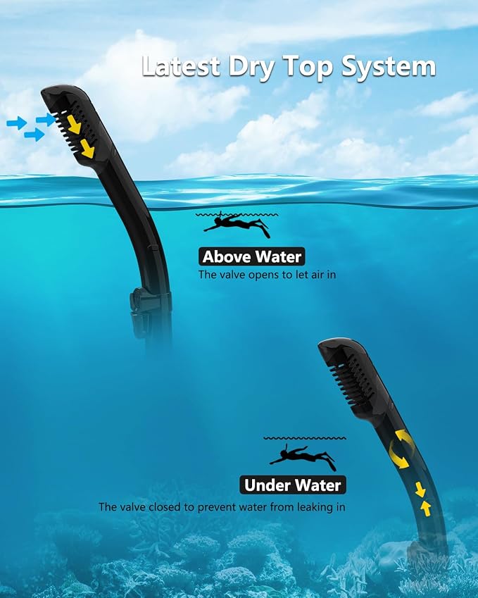 Snorkeling Gear for Adults 2-Pack | Anti-Fog & Anti-Leak Snorkeling Mask | Breath-Free Dry Snorkel | 180° Panoramic View with Quick-Dry Bags