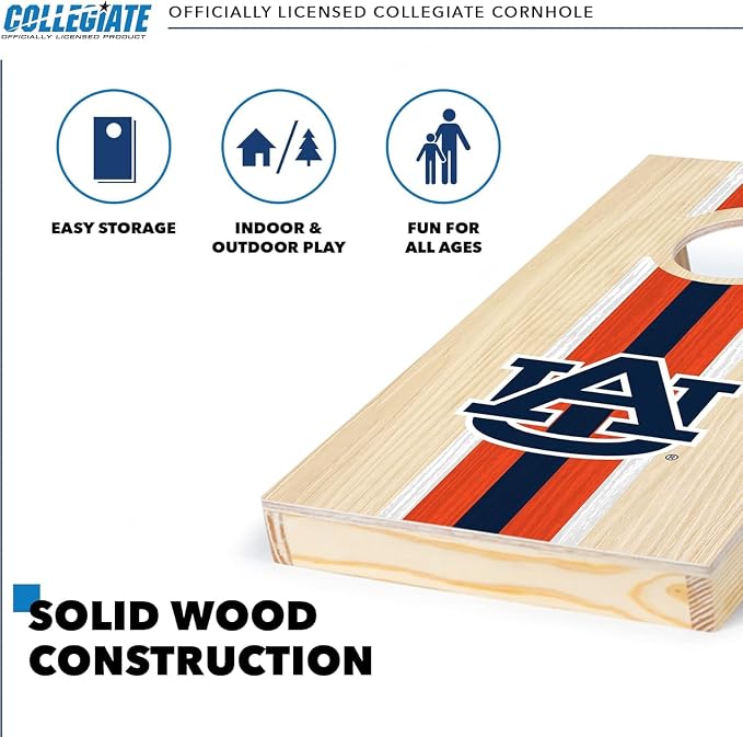Wild Sports College Portable Size 1' x 2' Solid Wood Cornhole Set with Direct Print HD Team Graphics – Travel Size