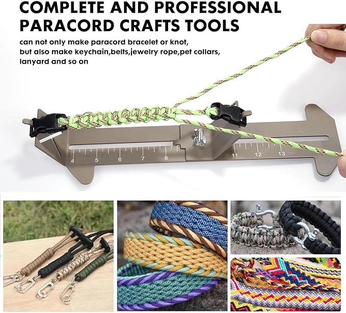 KOKKOYA Paracord Bracelet Jig Dog Collar Jewelry Loom Accessoies Making Kit Tools with Colorful 5 Cords and 6 Buckles Bracelet Length 4" to 13" (Olive)