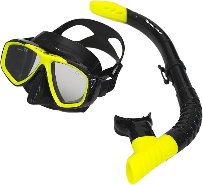 Bonassi Silicon Venture Pro Snorkel Combo with Reusable Bag - Anti-Fog Silicon Soft Mask, Snorkel with Purge Valve, Semi-Dry Top and Silicon Mouthpiece - Perfect for Diving and Snorkeling