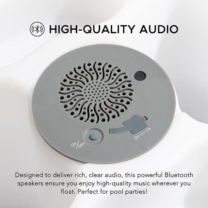 Sunjoy Floating Drink Holder with Ip66 Waterproof Bluetooth Speaker, Floating Pool Beverage Tub, Portable Bluetooth 5.0 Pool Speaker with RGB Light and Remote Controller
