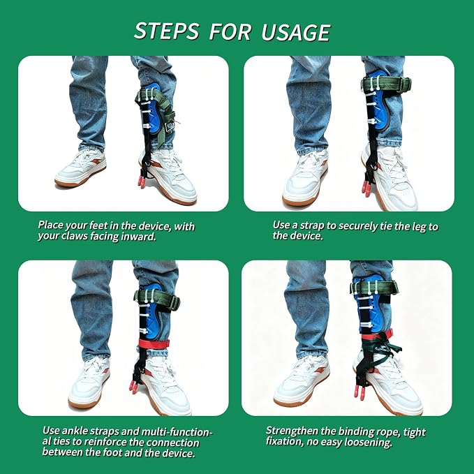 Tree Climbing Spikes Set–Stainless Steel Spurs with Safety Harness Belt, Non-Slip Foot Pedals for Fruit Picking