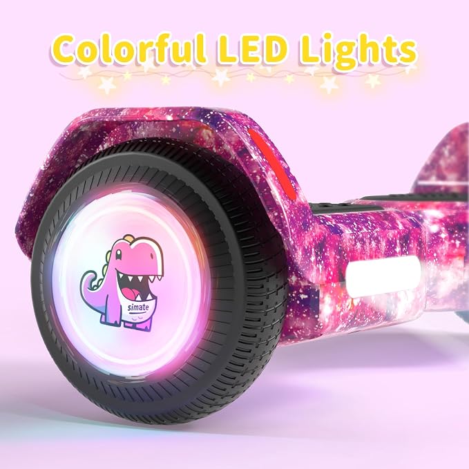 SIMATE 6.5" Bluetooth Scooter, LED Lights & APP & Music Speaker, Long Battery Life, Gifts for Kids & Adults & Girls & Boys, for All Ages