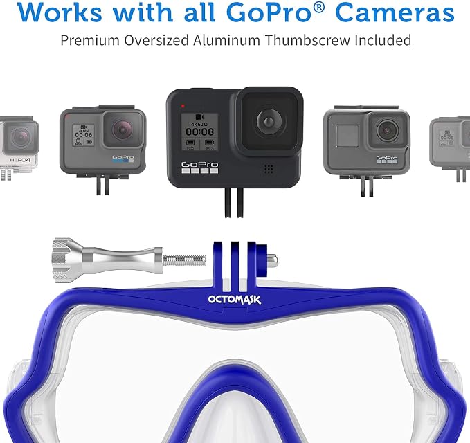 OCTOMASK - Frameless Scuba Mask w/Mount for all GoPro Hero Cameras for Scuba Diving, Snorkeling, Freediving
