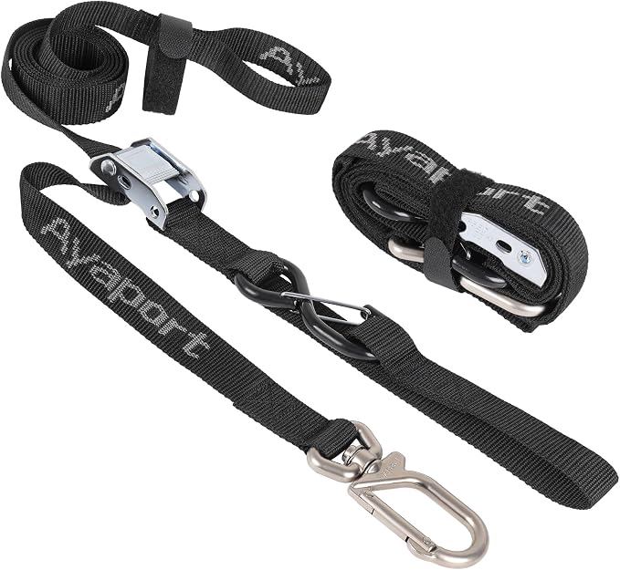 Ayaport Motorcycle Tie Down Straps 1.1” x 7’ (with Swivel Carabiner Hooks) Cam Buckle Tie Downs, Handlebar Strap for Dirt Bike, Motor Bike, Kayak, Car, Truck, Boat, Cargo, Black (1.1" x7'-4pcs)