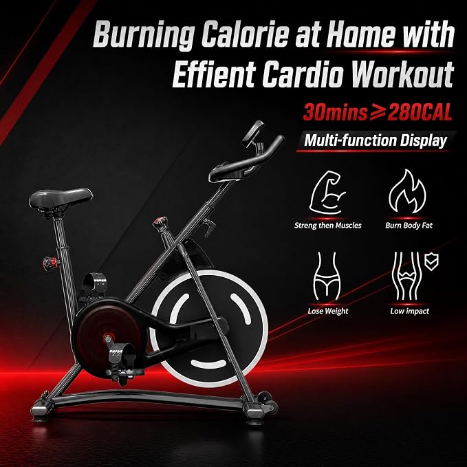 Exercise Bike, Stationary Bikes for Home, Compact Indoor Cycling Bike | with Tablet Mount, with Exclusive Heart Rate Sensor and APP Sync, with Continuously Variable Resistance