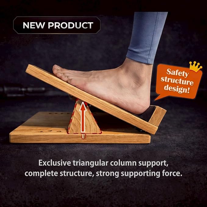 Family-Safe Non-Slip Solid Wooden Slant Board | Professional Incline Board for Seniors' Rehab, Kids' Balance & Calf Stretching