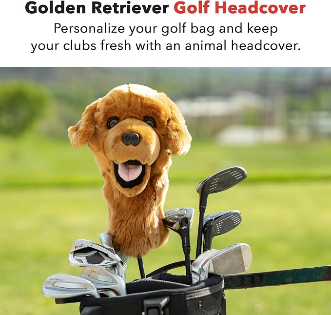 Daphne's Headcovers Golden Retriever Driver Headcover Premium Driver Headcovers Funny Golf Club Covers Stylish Protection for Your Clubs Men's Golf Gear Driver Headcover for Men and Women