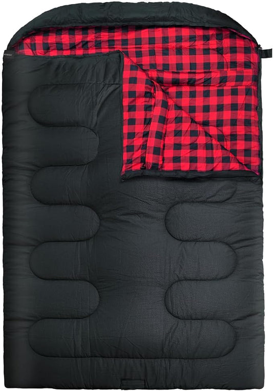 0 Degree Double Sleeping Bag for Adults Queen Size 2 Person Sleeping Bag for Cold Weather with Compression Sack for Car Camping, Hunting and Tent Camp