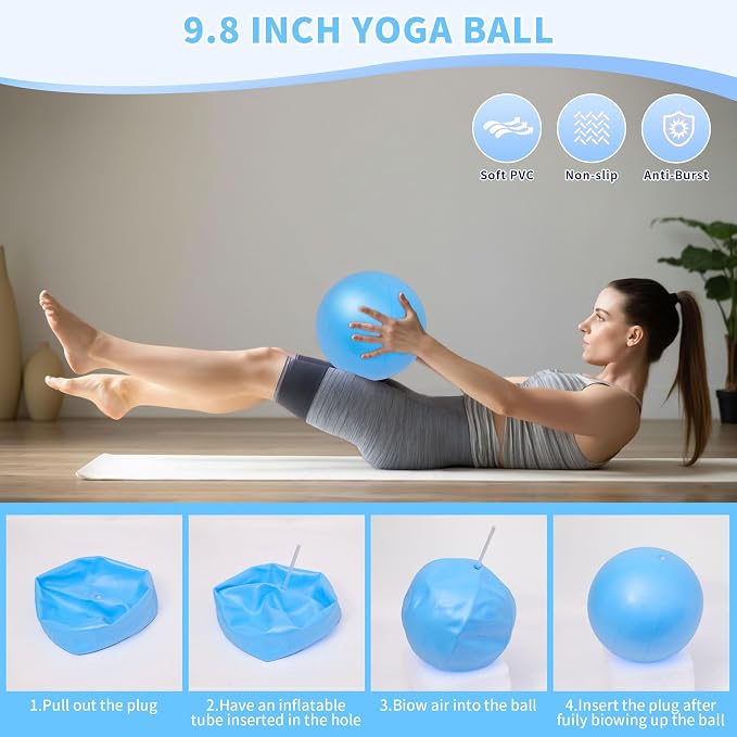 DICYWUDI Pilates Essentials Kit for Home Women, Pilates Equipment for Workouts, 6 Fabric Resistance Bands, 12 Inch Magic Circle Yoga Ring, Mini Exercise Ball, Great Exercise Equipment